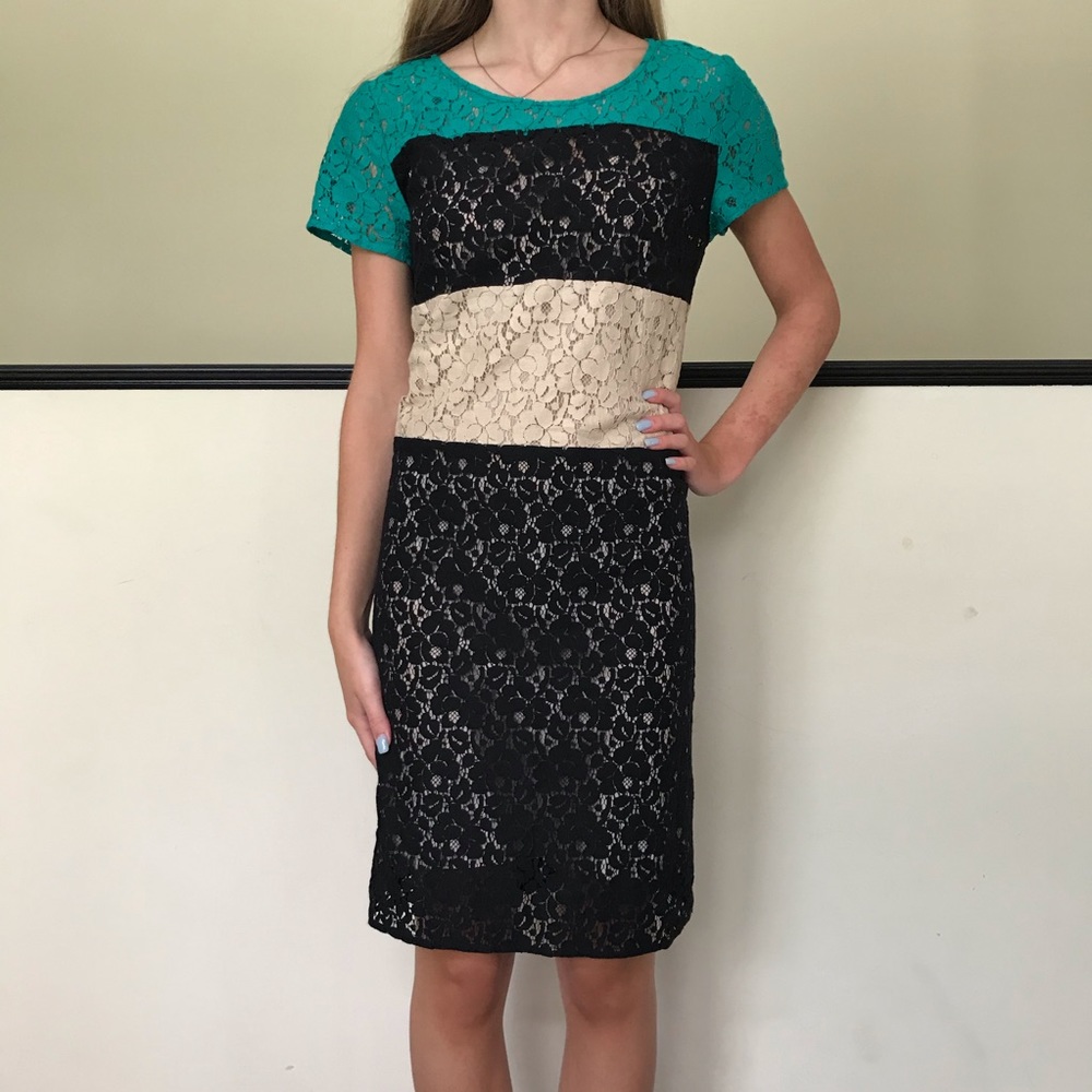 DKNYC colorblock lace dress / size S‎